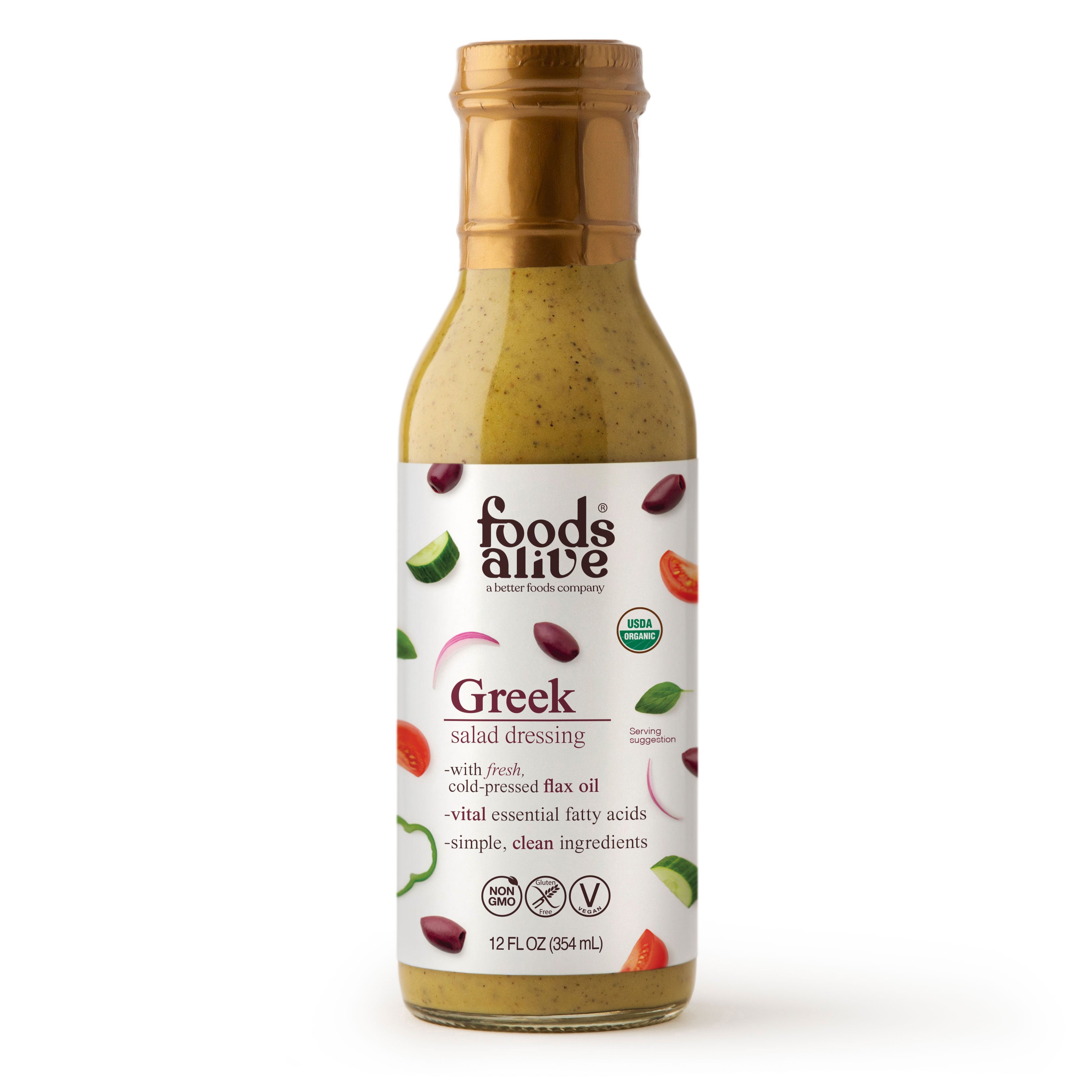 12oz Greek dressing in glass bottle