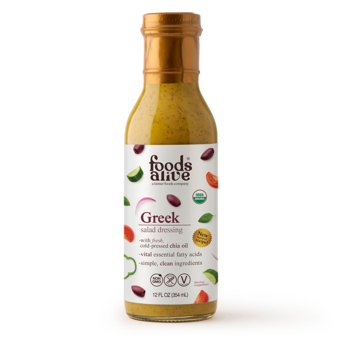 12oz Greek dressing in glass bottle