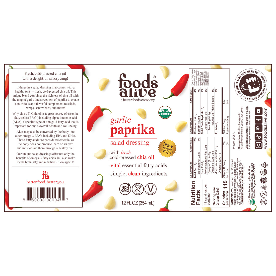 12oz garlic paprika in glass bottle - label