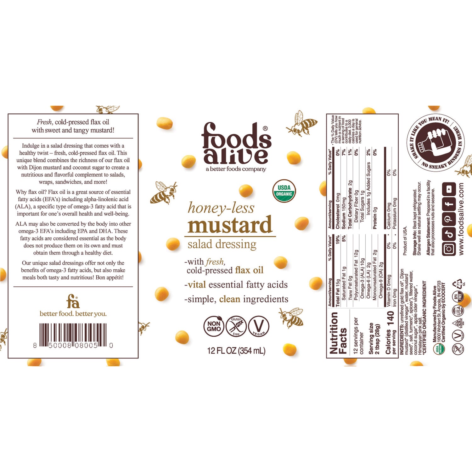 12oz honey-less mustard dressing label