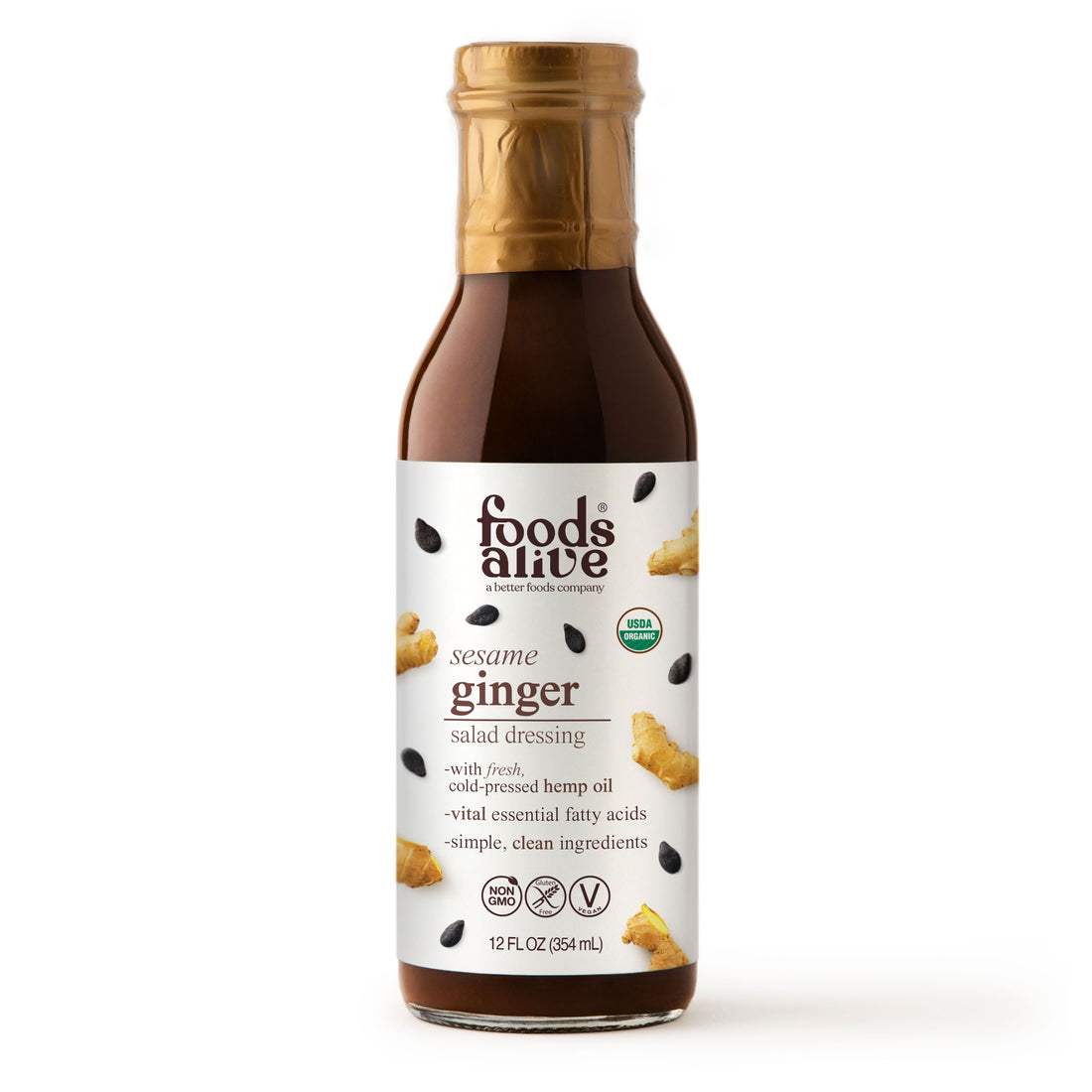 12oz sesame ginger dressing in glass bottle