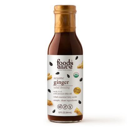 12oz sesame ginger dressing in glass bottle