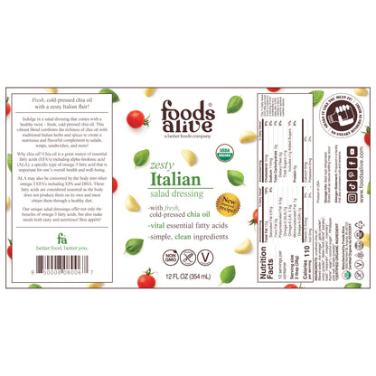 Organic Zesty Italian Dressing - Cold-Pressed Oil Foods Alive Inc. Organic Zesty Italian Dressing - Cold-Pressed Oil Foods Alive Inc.