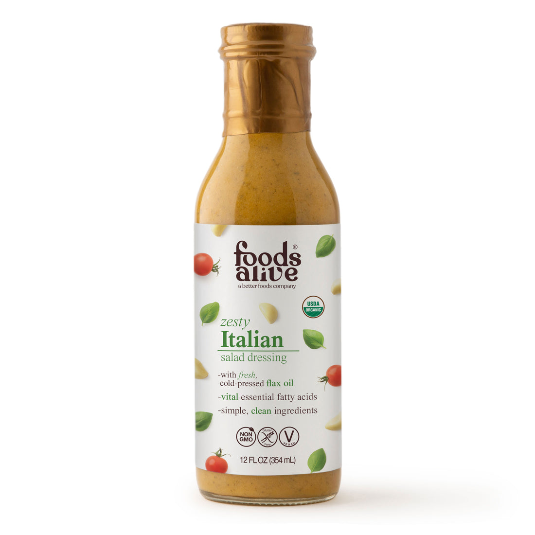 12oz zesty Italian dressing in glass bottle