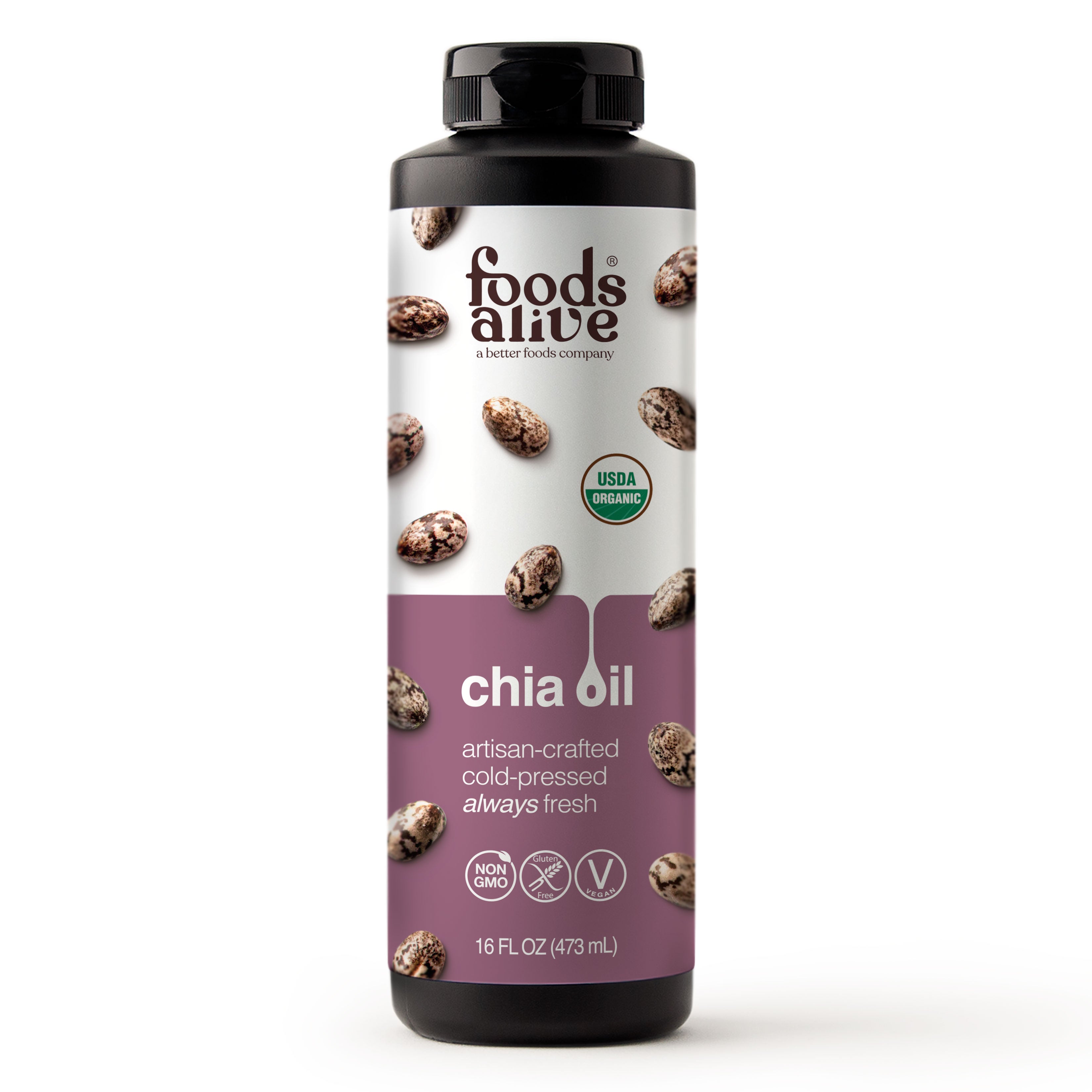 Organic Cold-Pressed Black Chia Seed Oil 16oz