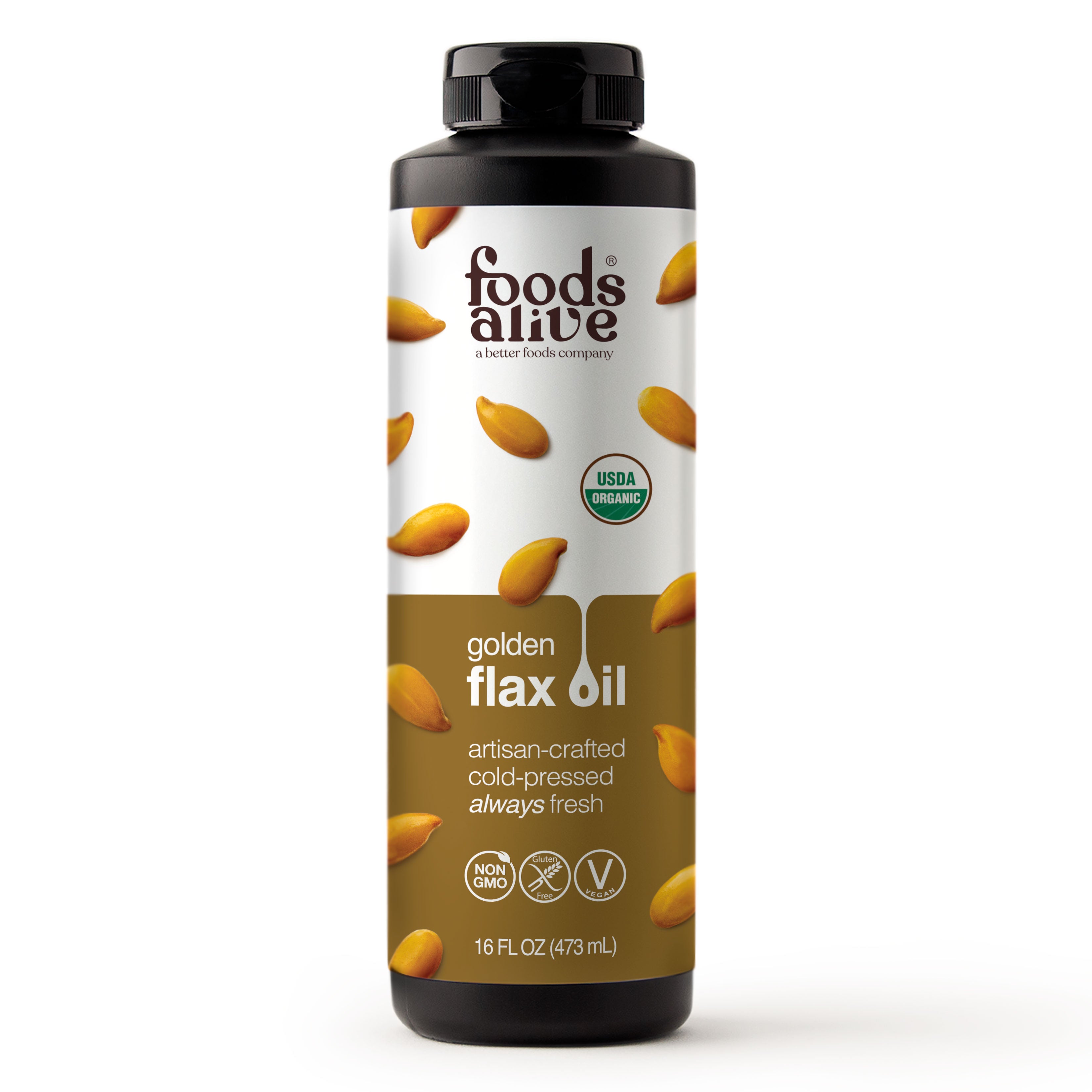 Organic Cold-Pressed Gold Flax Seed Oil 16oz (2-pack), 