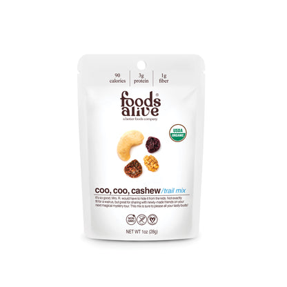 organic coo, coo, cashew trail mix - 1 oz