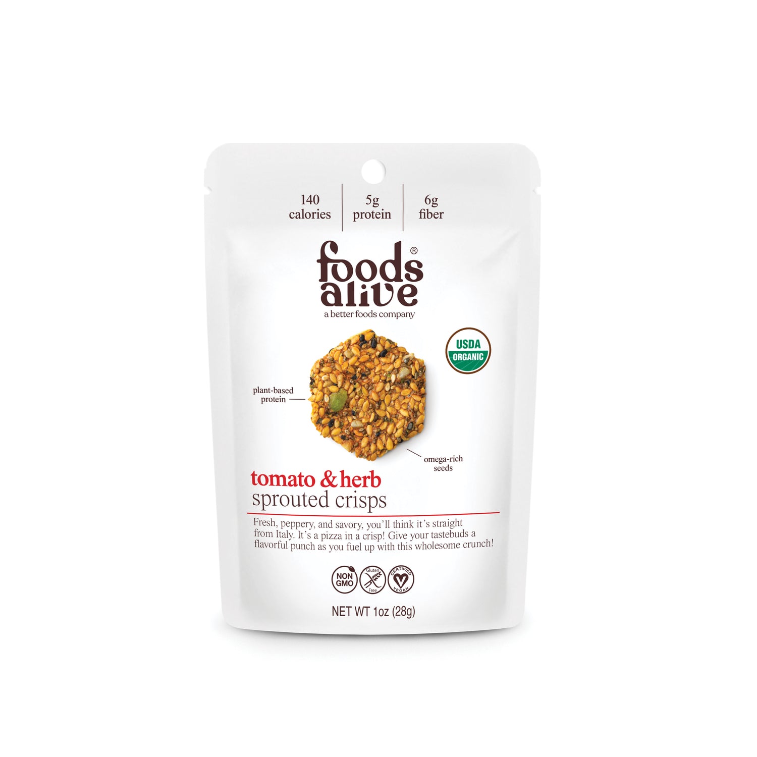 Tomato &amp; Herb Organic Sprouted Crisps - 1 oz