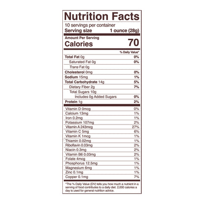 tart cherries nutrition fact panel