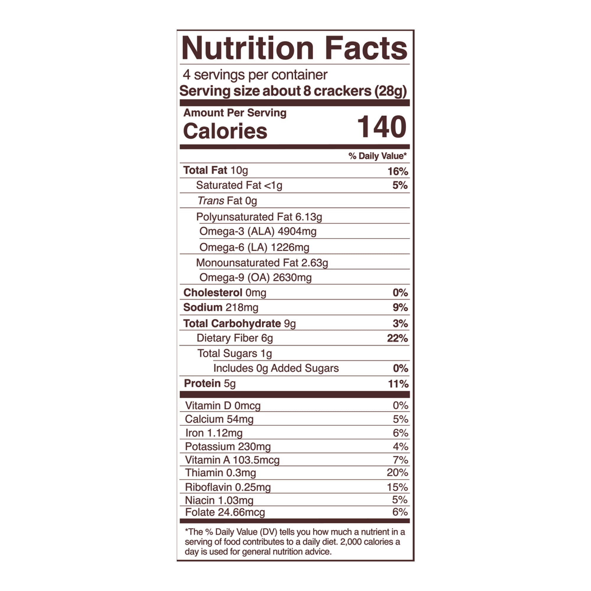 tomato &amp; herb sprouted crisps nutrition fact panel