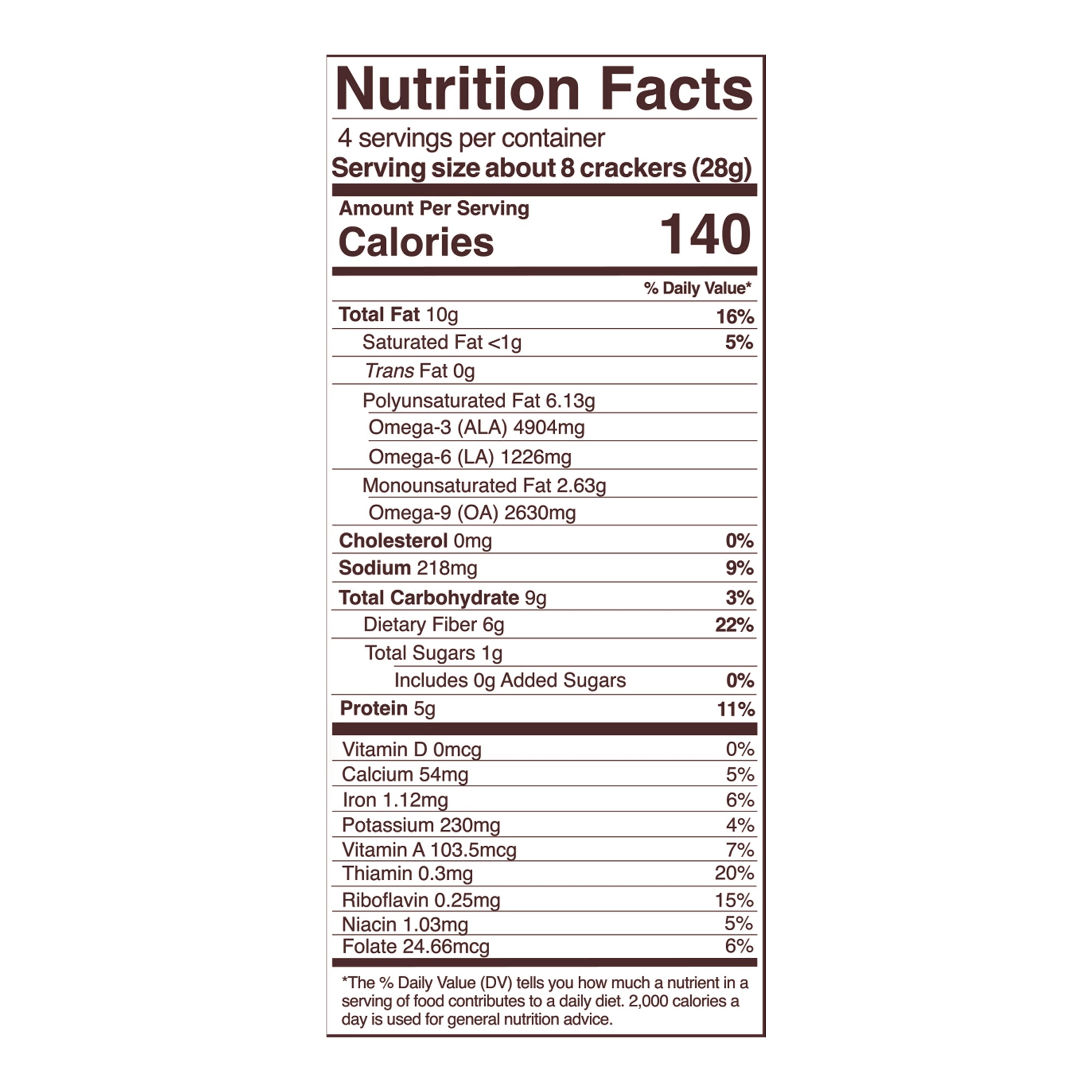 tomato &amp; herb sprouted crisps nutrition fact panel, 