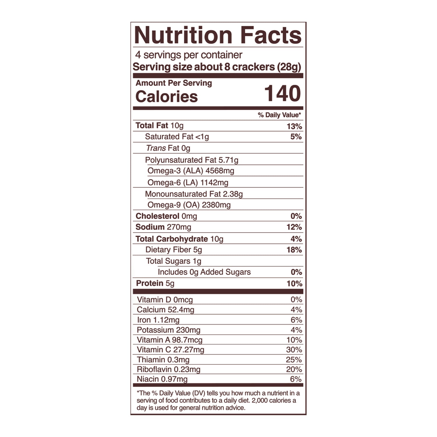 onion &amp; garlic sprouted crisps nutrition fact panel