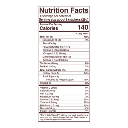 ginger snap sprouted crisps nutrition fact panel