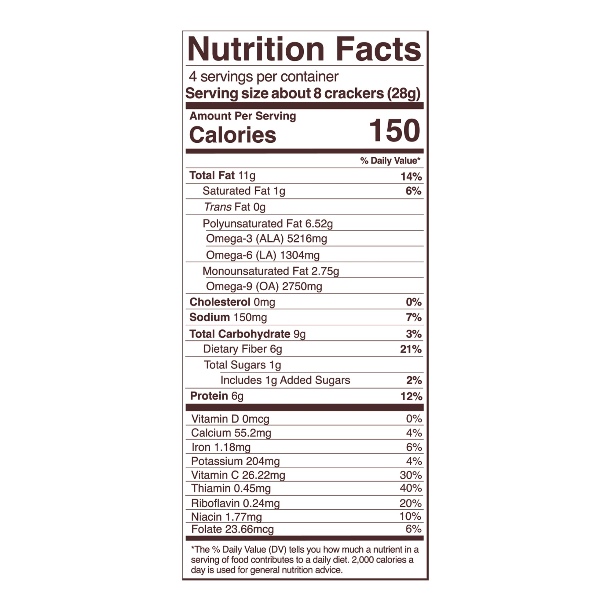 rosemary sprouted crisps nutrition fact panel