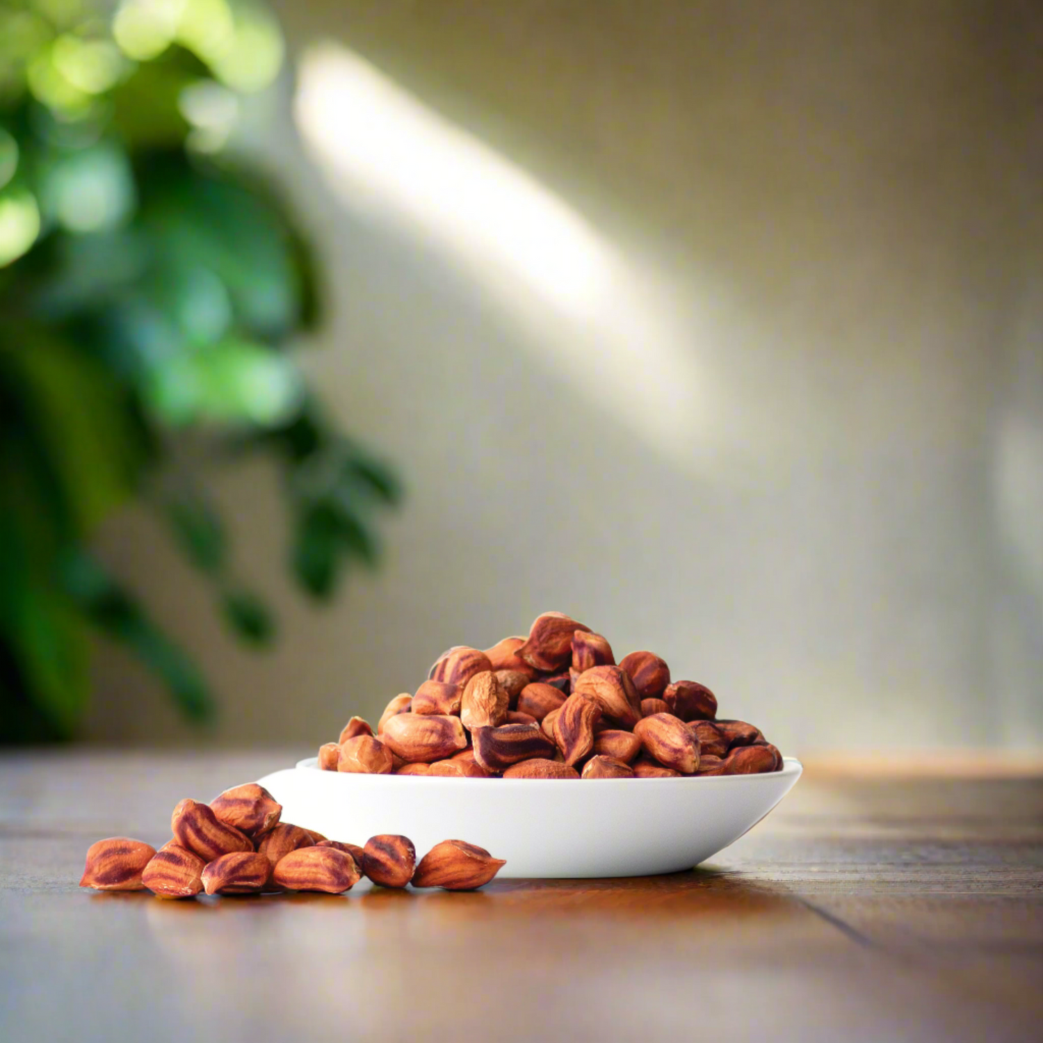 organic jungle peanuts in white bowl