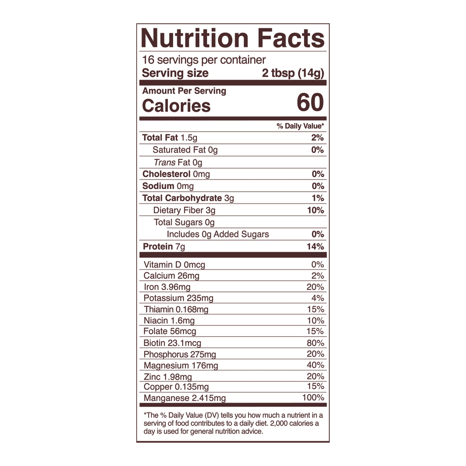 hemp protein nutrition fact panel