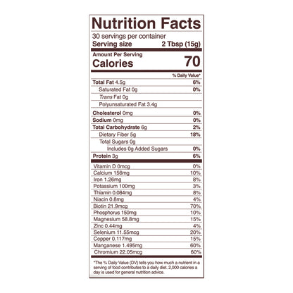 chia seeds nutrition fact panel