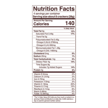 coco-coconut sprouted crisps nutrition fact panel