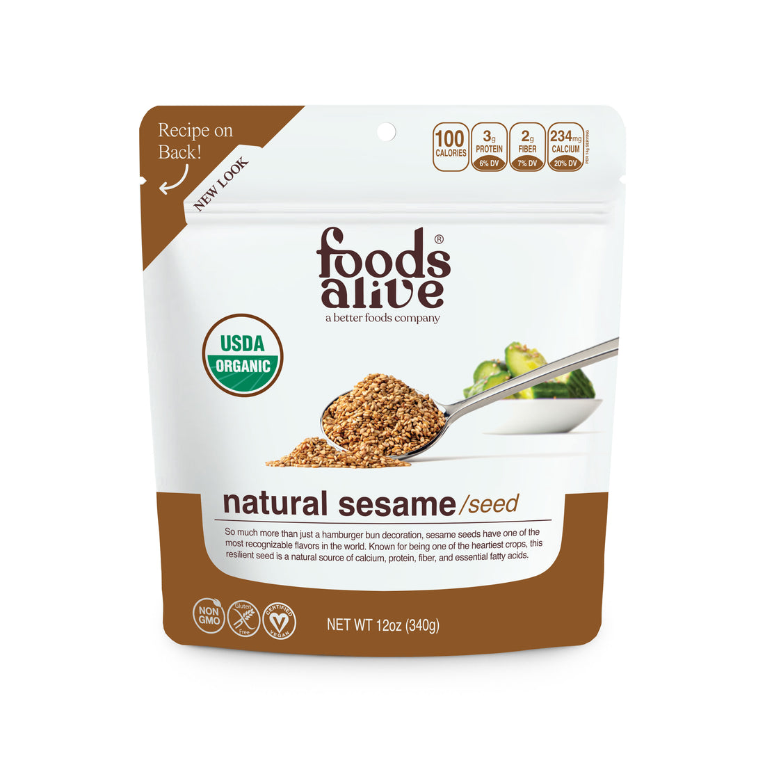 Organic Natural Sesame Seeds - 12oz - Front - Foods Alive