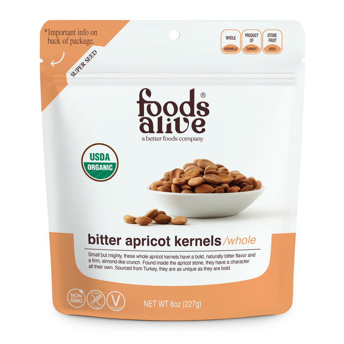 Organic Bitter Apricot Kernels 8oz
