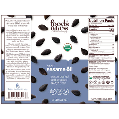 Organic Cold-Pressed Black Sesame Seed Oil 8oz