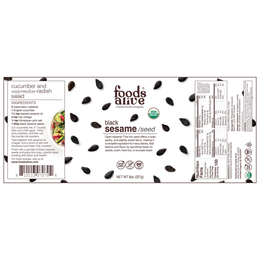 organic sesame seed / black / label