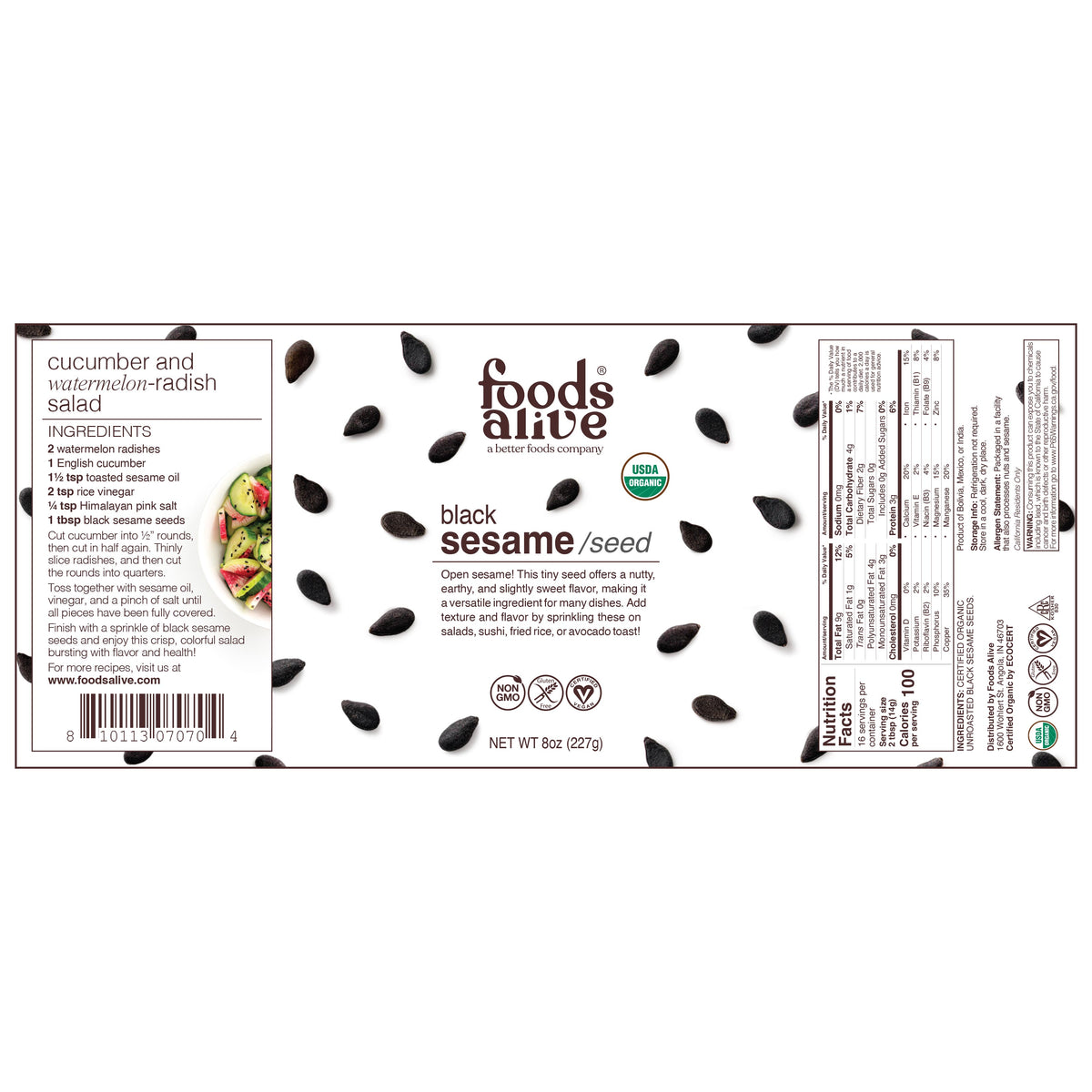 Sesame Label Organic Black Sesame Seed - Raw, Ayurvedic Superfood – Foods Alive Inc.