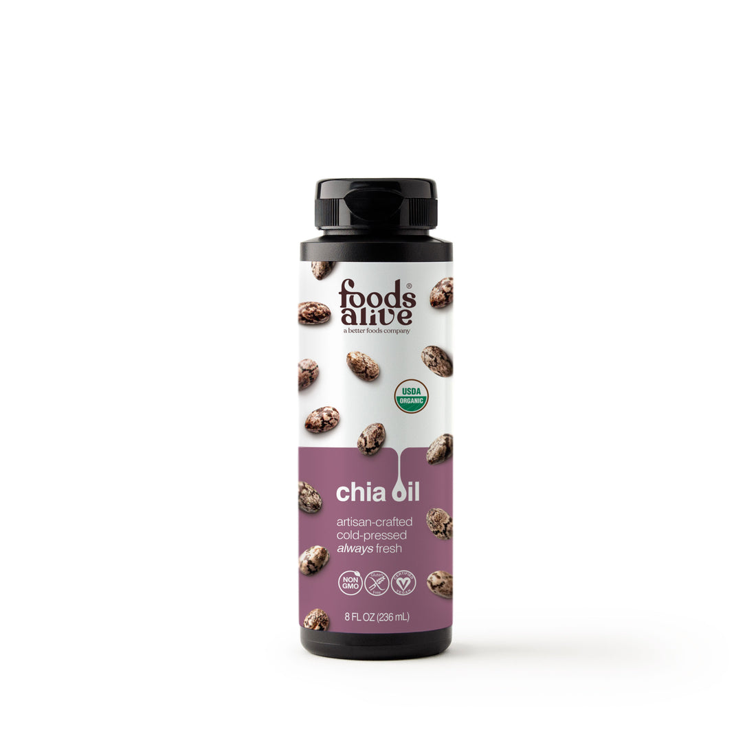 Organic Cold-Pressed Black Chia Seed Oil 8oz - Foods Alive