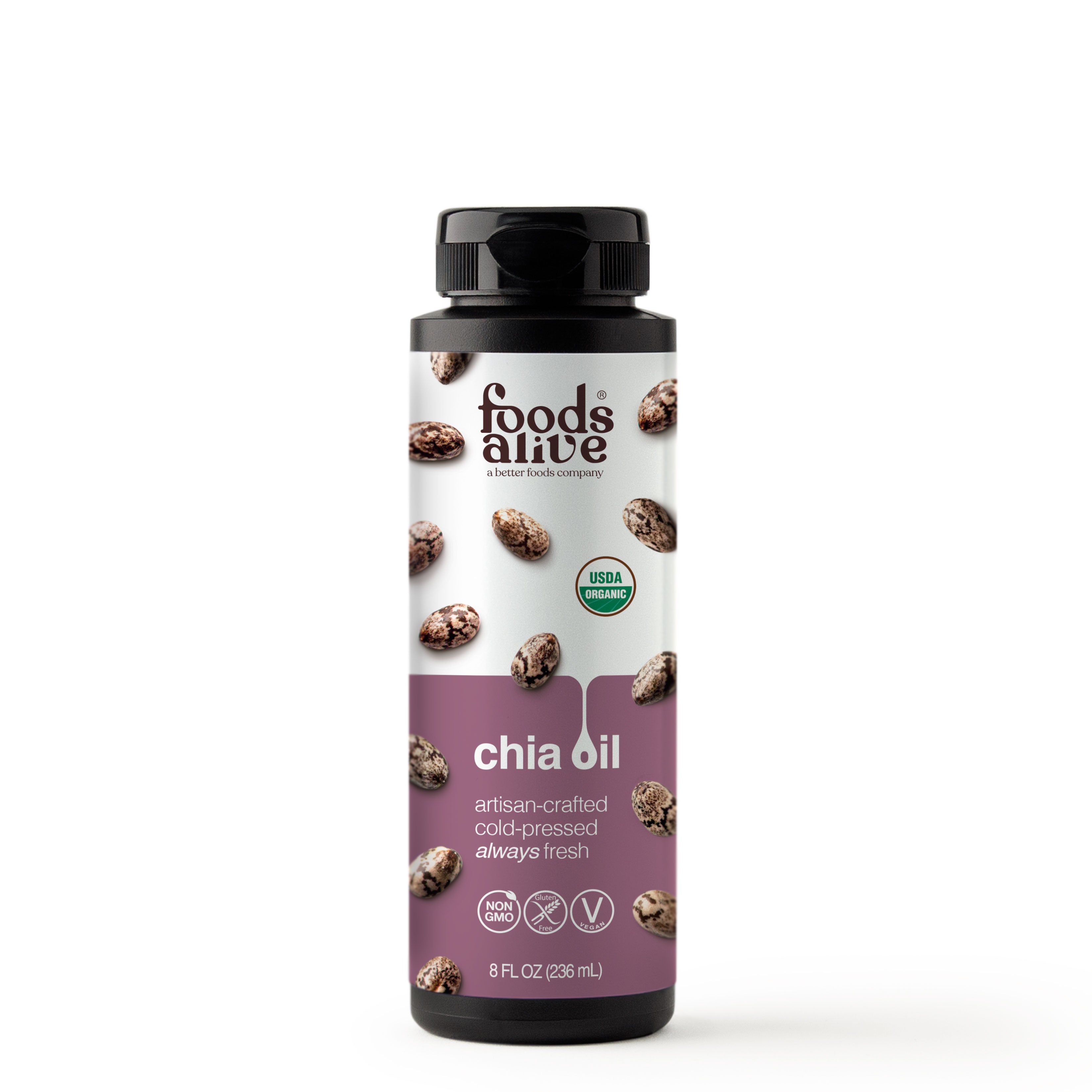 Organic Cold-Pressed Black Chia Seed Oil 8oz 
