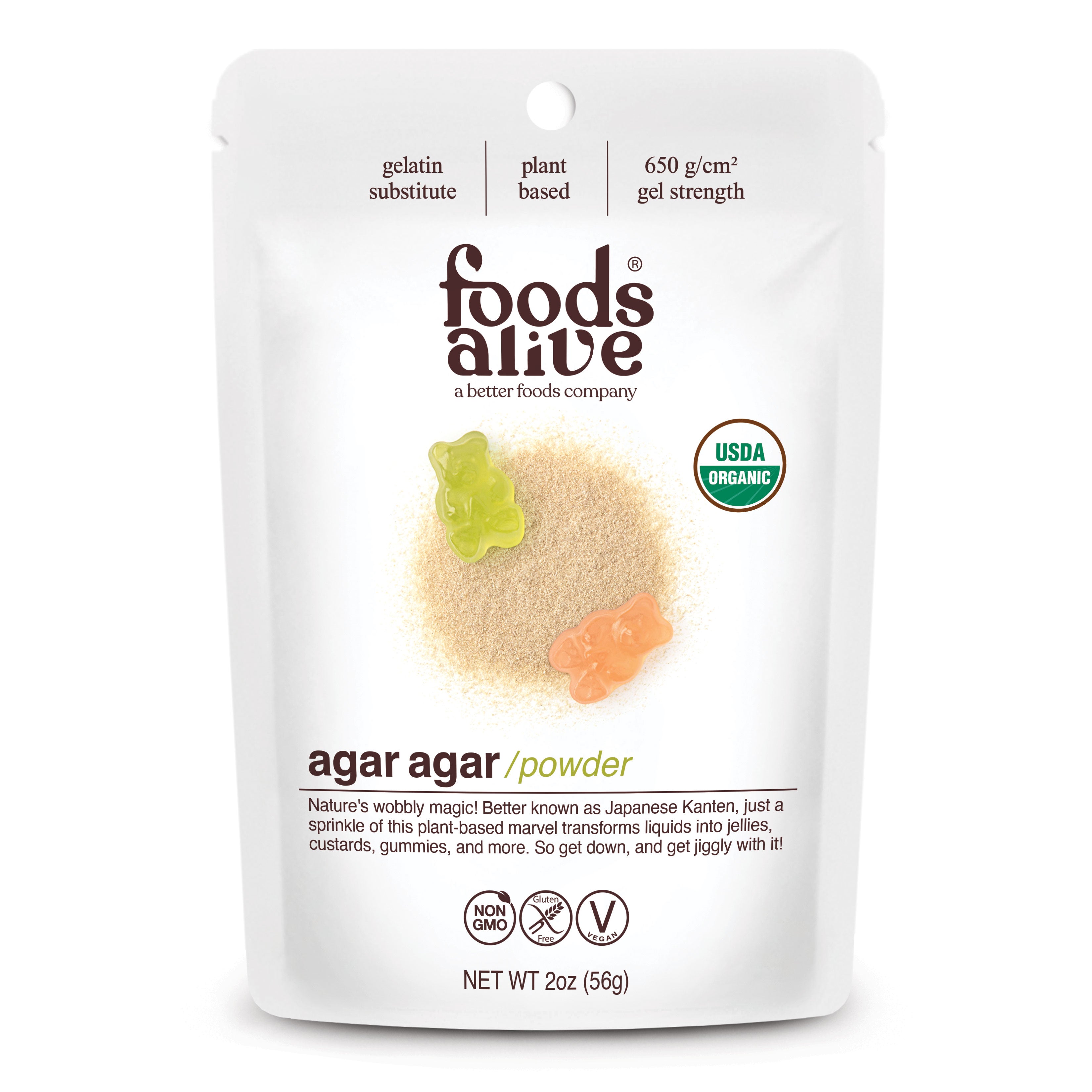 Foods Alive Agar Powder - Organic, Plant Based, Vegan GelatinFoods Alive Agar Powder - Organic, Plant Based, Vegan Gelatin