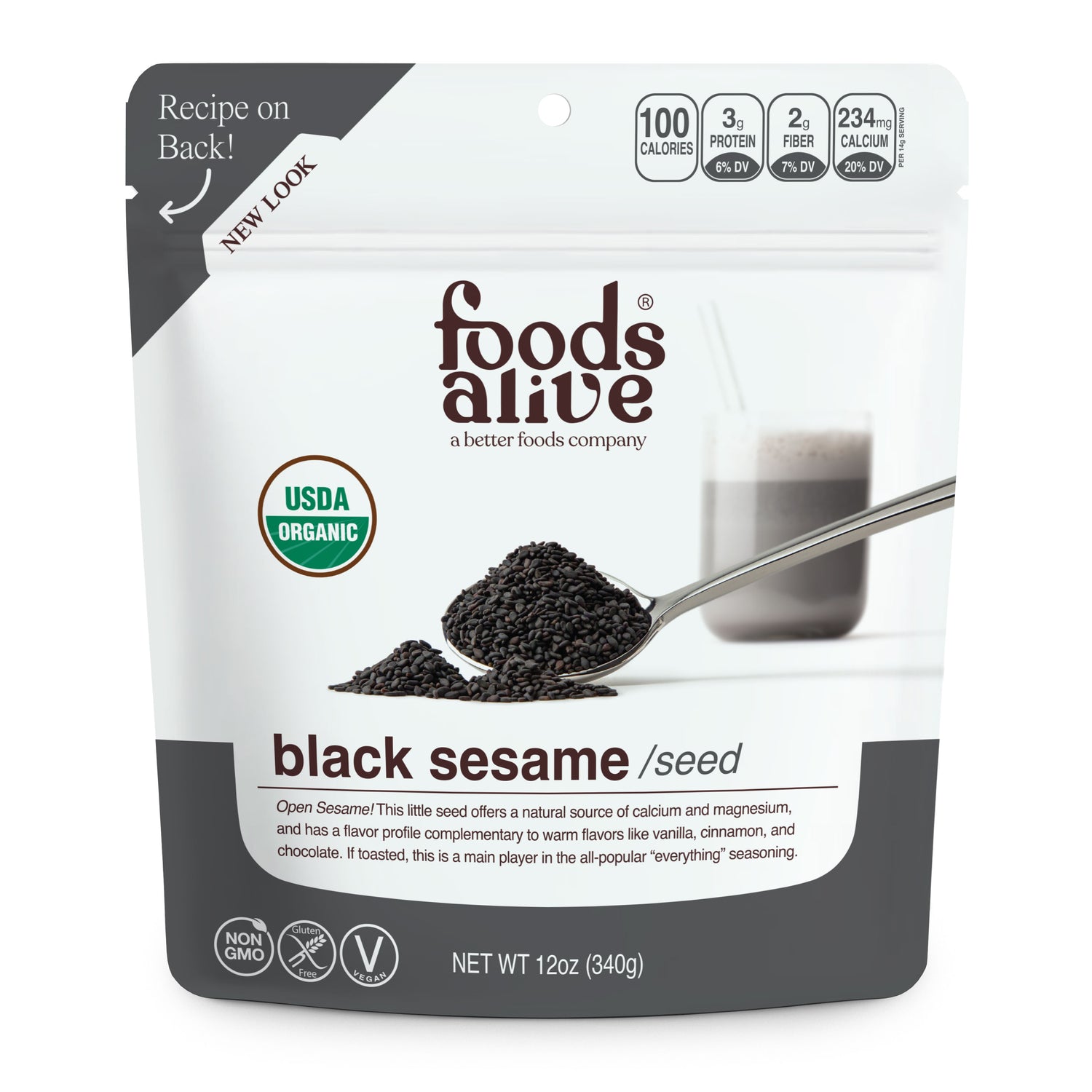 Foods Alive - Organic Black Sesame Seed - 12 oz, 