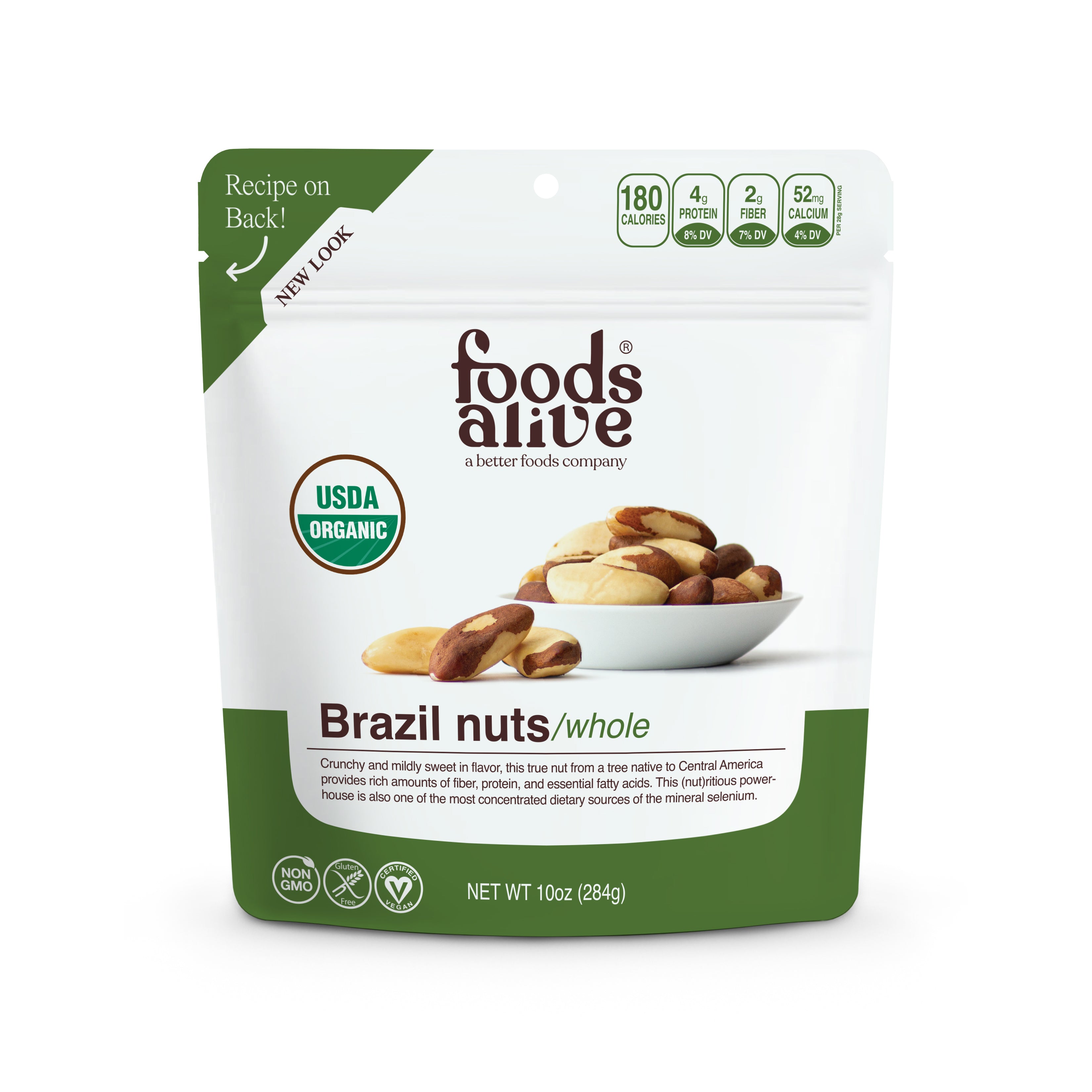 Organic Raw Brazil Nuts - 10oz - Front - Foods Alive