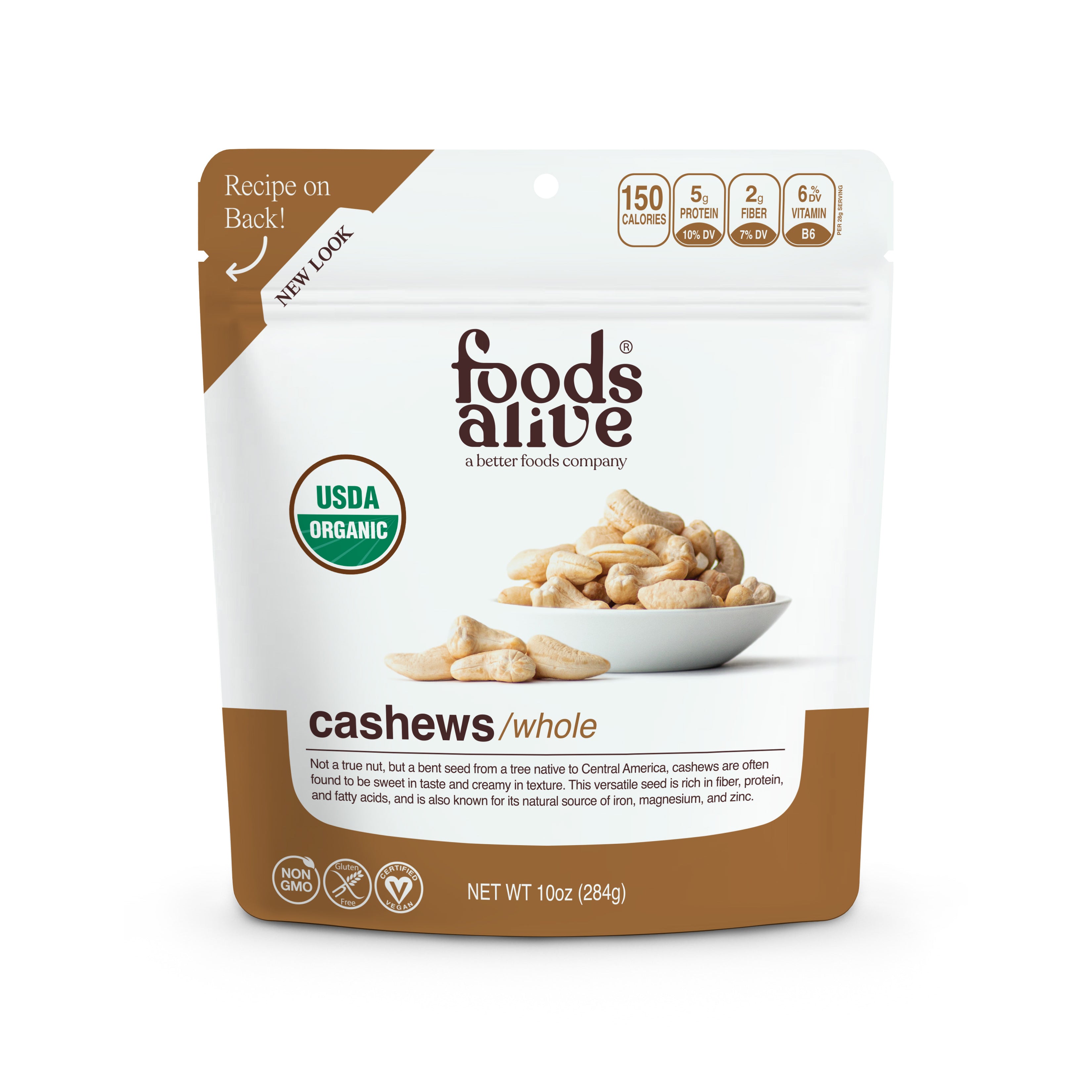 Organic Raw Cashews - 10oz - Front - Foods Alive