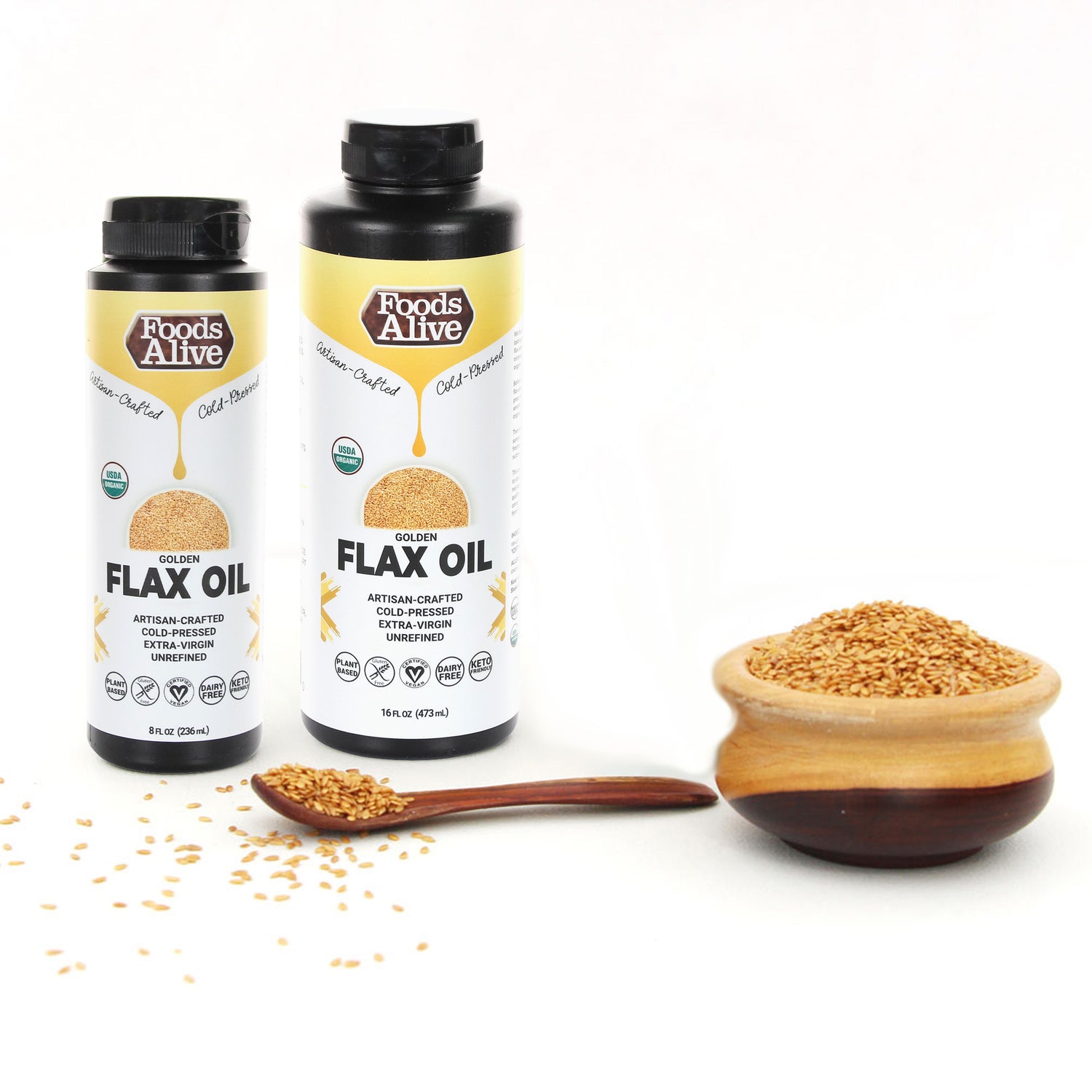Foods Alive Organic Artisan Cold-Pressed Gold Flax Oil