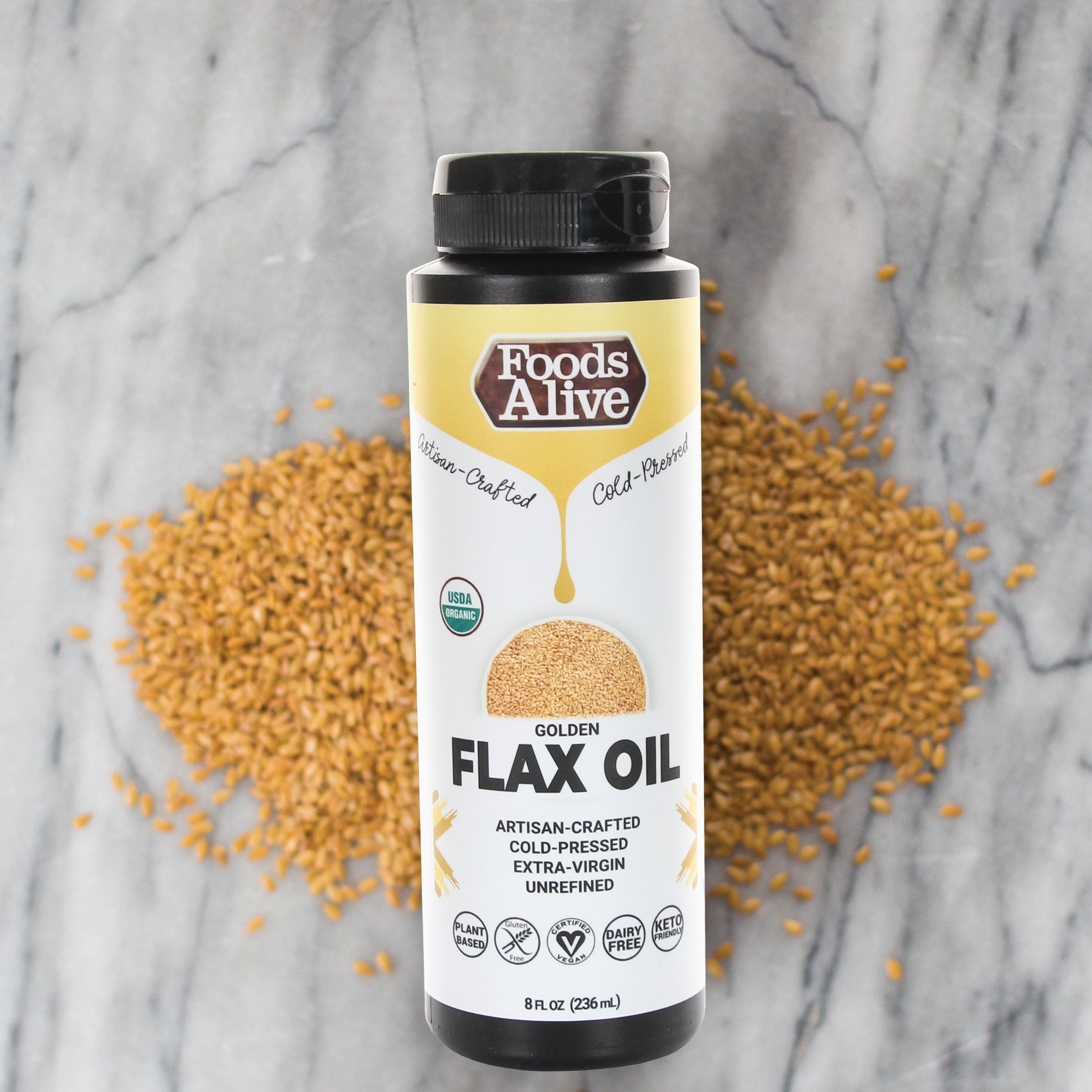 Foods Alive Organic Artisan Cold-Pressed Gold Flax Oil