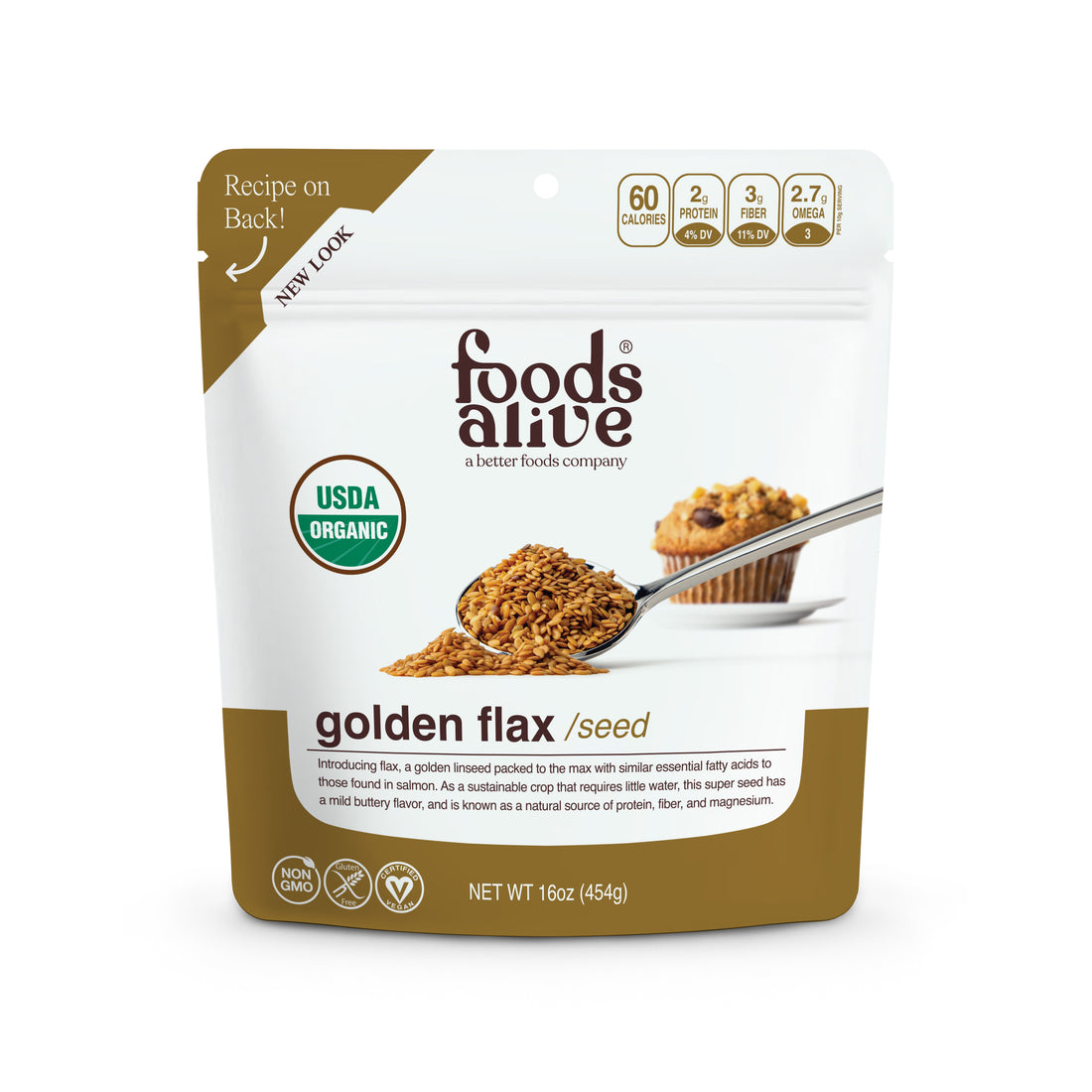Foods Alive - Organic Golden Flax Seed - 16 oz