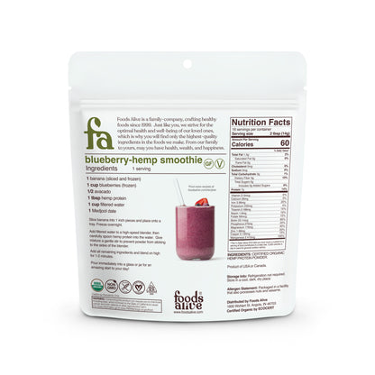Foods Alive - Organic Hemp Protein Powder - 8 oz - Back