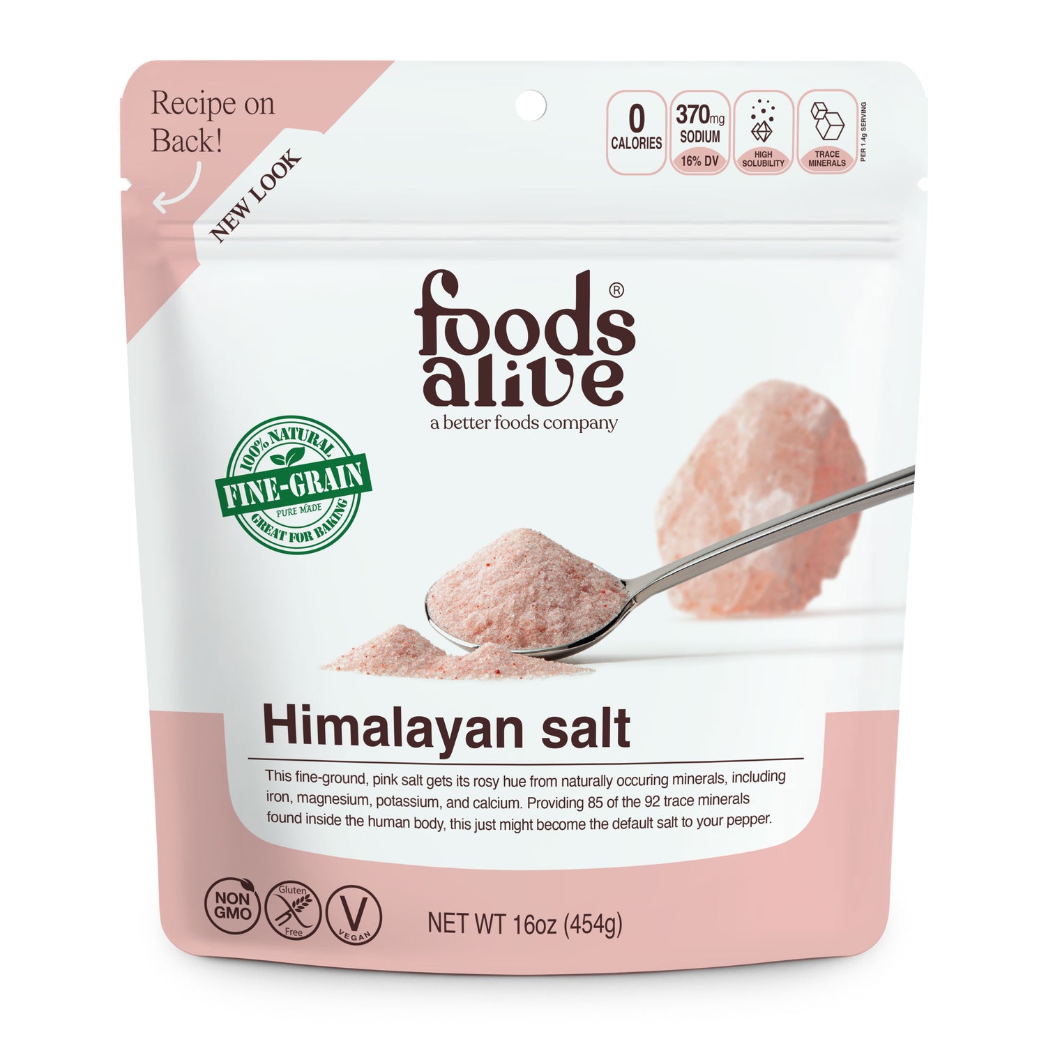 Foods Alive - Organic Himalayan Pink Mineral Salt - 16 oz, 