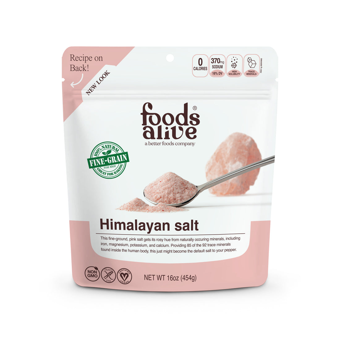 Foods Alive - Organic Himalayan Pink Mineral Salt - 16 oz