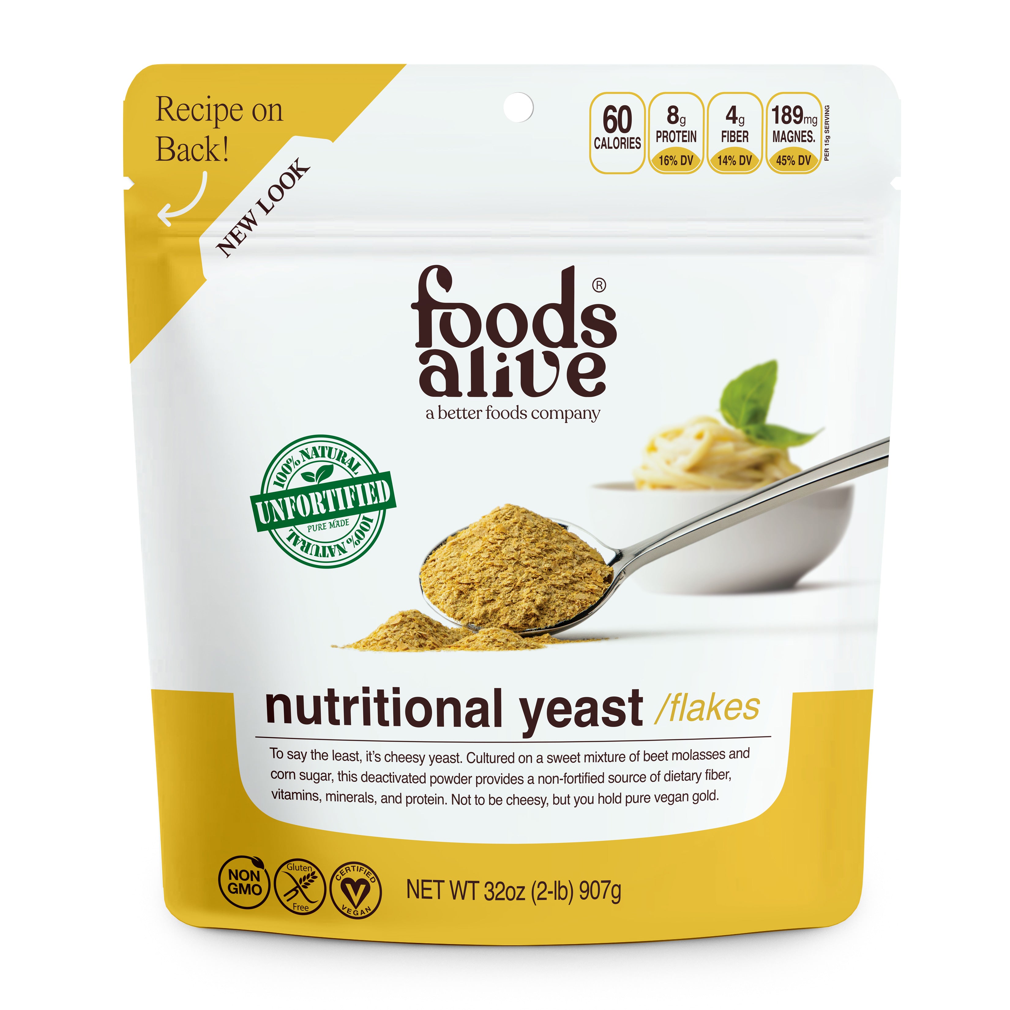 Foods Alive - Nutritional Yeast - 2-Pounds - Front - Nutritional Panel