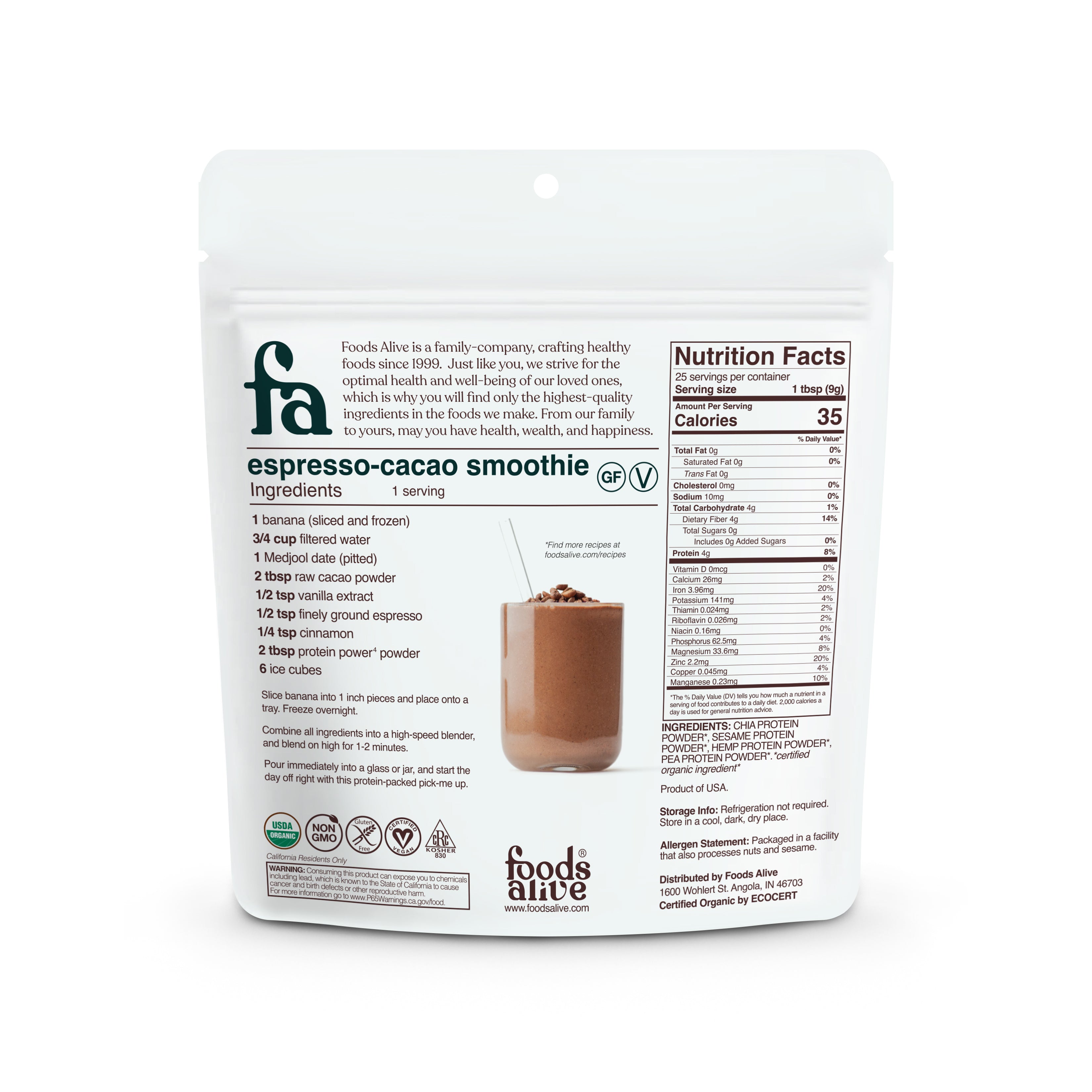 AWA Nutrition Superfood Protein Smoothie Powder Mix