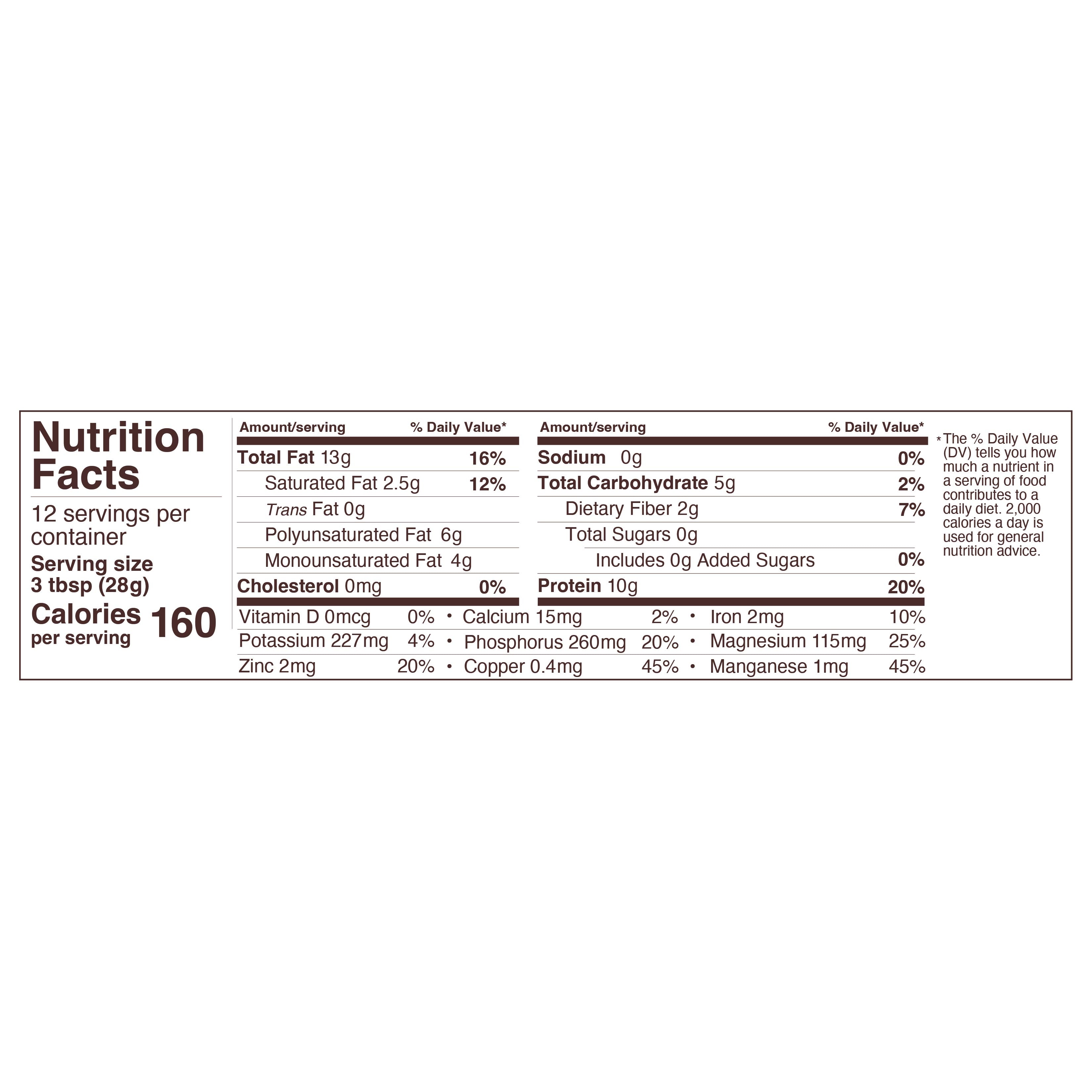 organic pumpkin seeds / styrian / nutritional panel