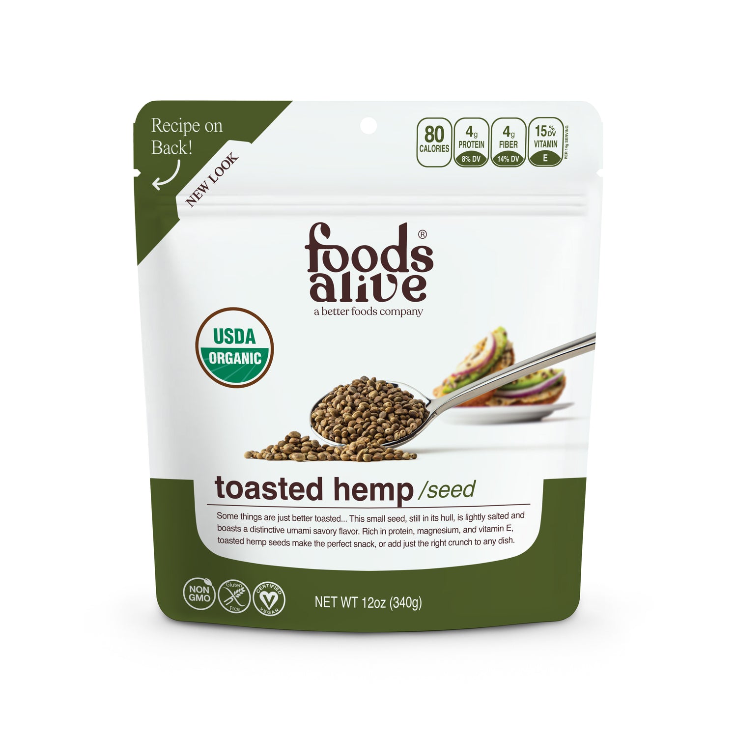 Foods Alive - Organic Toasted Hemp Seeds - 12 oz