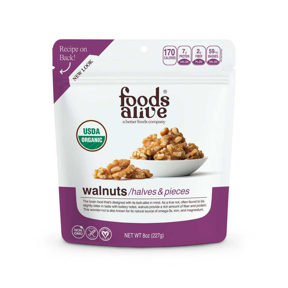 Organic Raw Walnuts - 8oz - Front - Foods Alive