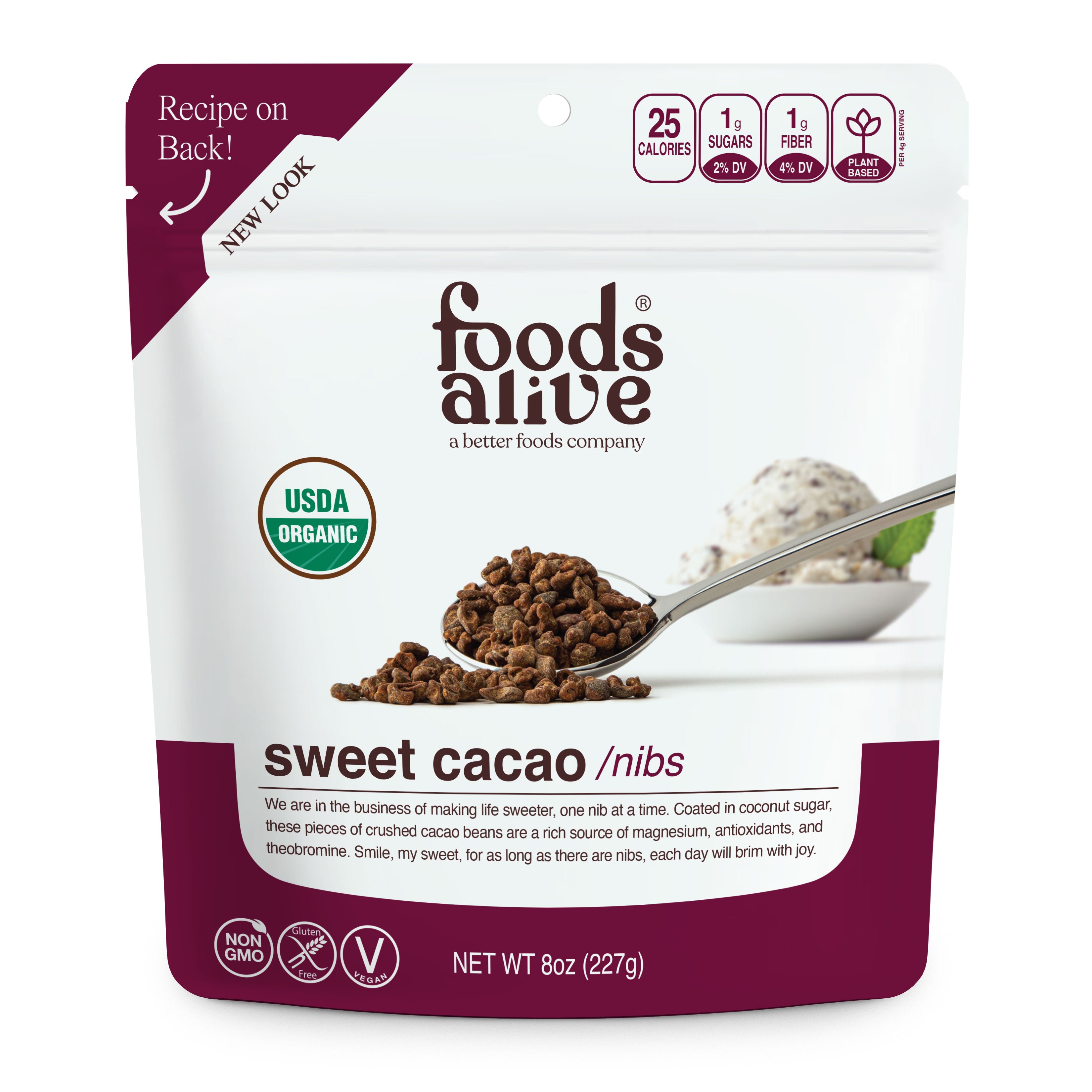 Foods Alive - Organic Sweet Cacao Nibs - 8 oz, 