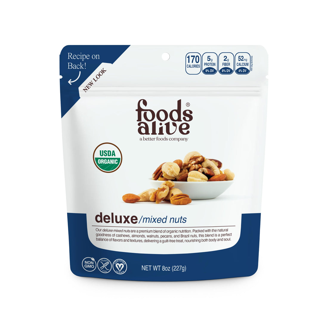 organic deluxe mixed nuts / trail mix / front
