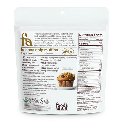 Foods Alive - Organic Golden Flax Seed - 12 oz