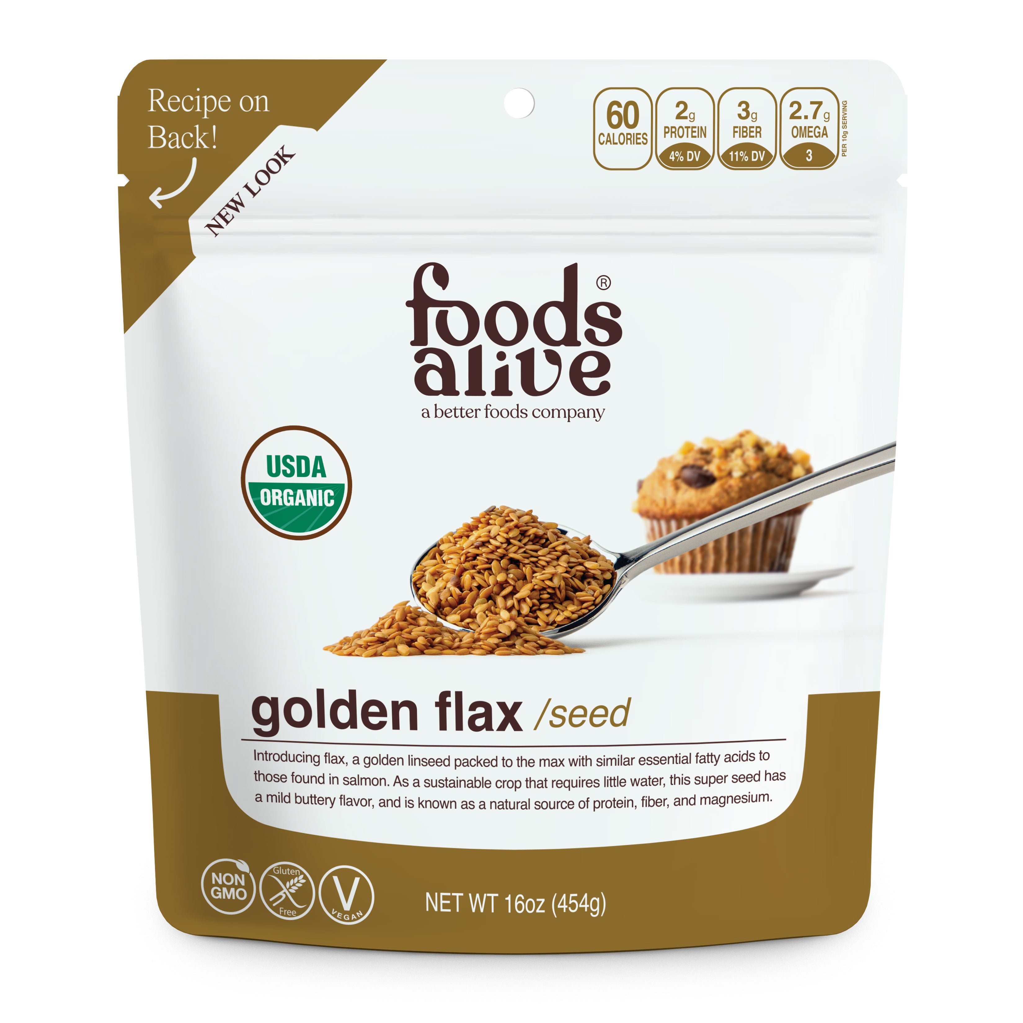 Foods Alive - Organic Golden Flax Seed - 16 oz