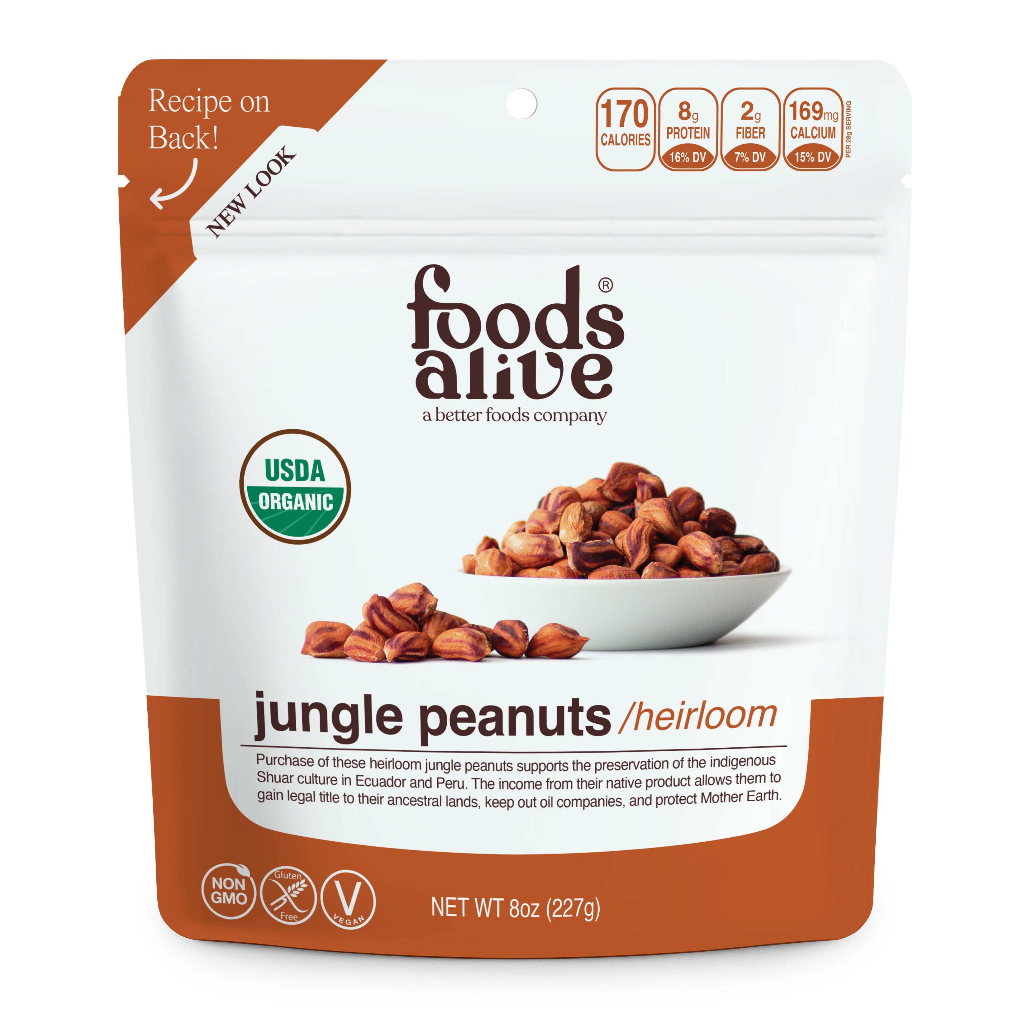 Foods Alive - Organic Wild Jungle Peanuts - 8 oz, 