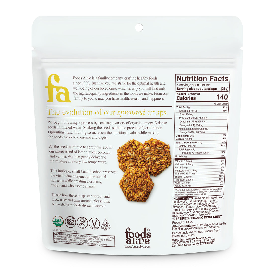 Lemony Lemon Organic Sprouted Crisps - 4 oz,